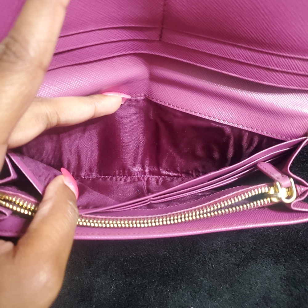 $SOLD$ Prada Pink Nylon and Leather Continental Wallet - Picture 8 of 12